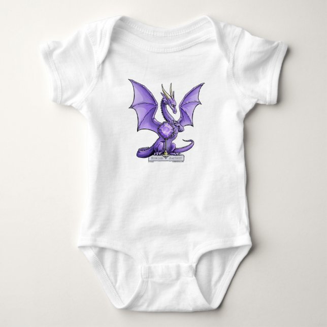 Body Para Bebé Dragón de Birthstone de Febrero - Amethyst (Anverso)