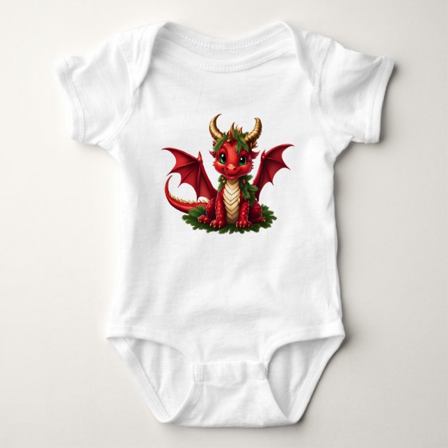 Body Para Bebé Dragón de los Navidades pequeños (Anverso)