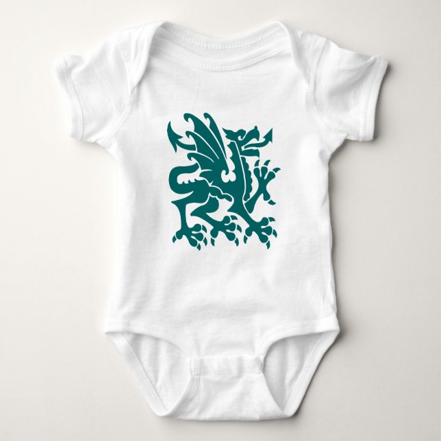Body Para Bebé Dragón heráldico 01 - Moss Green (Anverso)