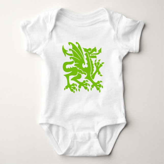 Body Para Bebé Dragón heráldico 01 - Verde marciano (Anverso)