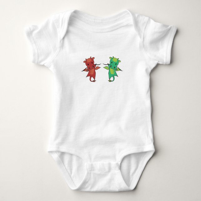 Body Para Bebé Dragon Red Blue Dragon Fairy Tale Fantasma (Anverso)