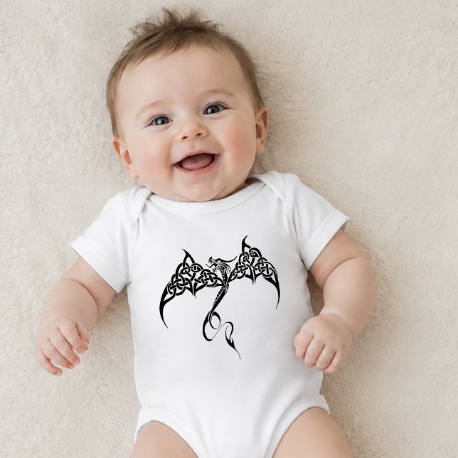 Body Para Bebé Dragón Tribal Celta Entrelazado Negro Blanco Fanta (Subido por el creador)