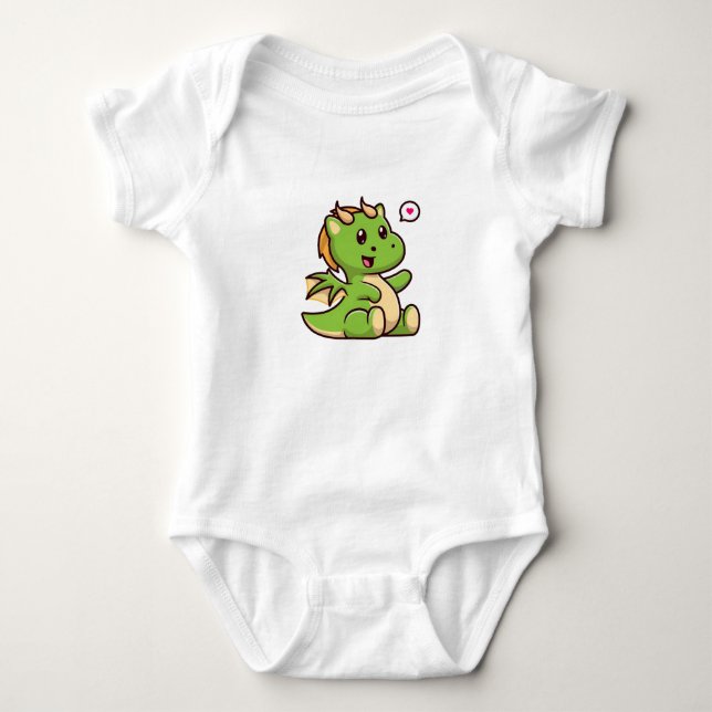 Body Para Bebé Dragón verde de bebé adorable (Anverso)