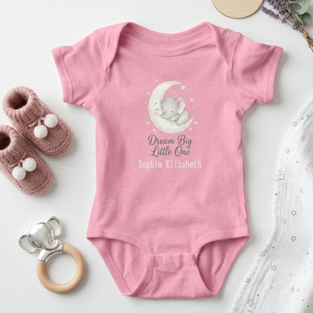 Body Para Bebé Dream Big Elephant on Moon  Personalized Bodysuit (Subido por el creador)
