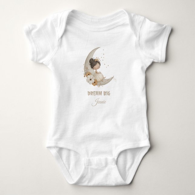 Body Para Bebé Dream Big Fairy Moon Child - Nombre personalizado (Anverso)
