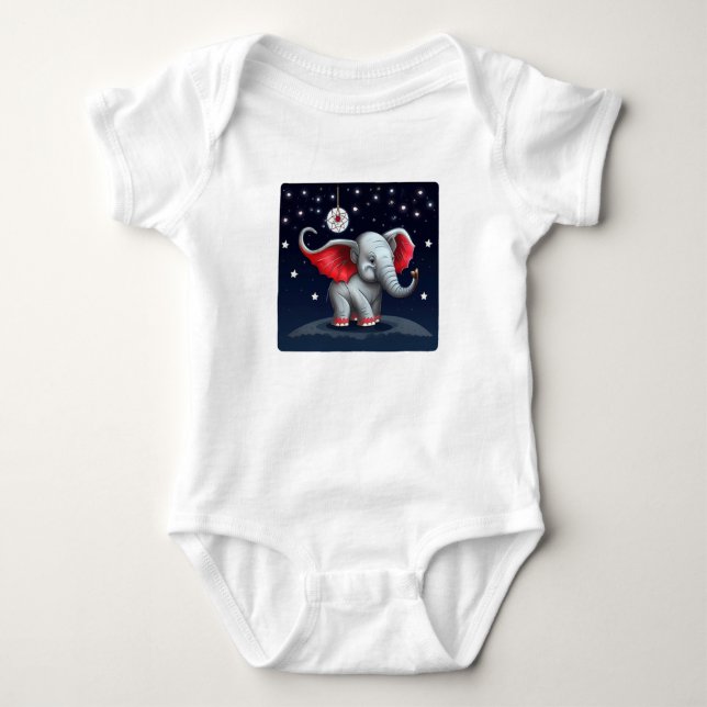 Body Para Bebé Dream Catcher Cute Baby Elephant. Cielo nocturno (Anverso)