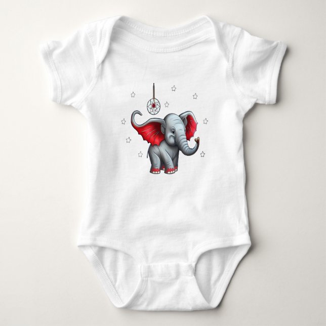 Body Para Bebé Dream Catcher Cute Baby Elephant. Transparente hac (Anverso)