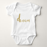 "Dream" Gold Typography Baby Girl Moda elegante
