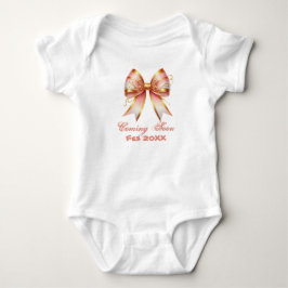 Body Para Bebé Ducha de Bebé con Lazo Floral Dorado y Rosa