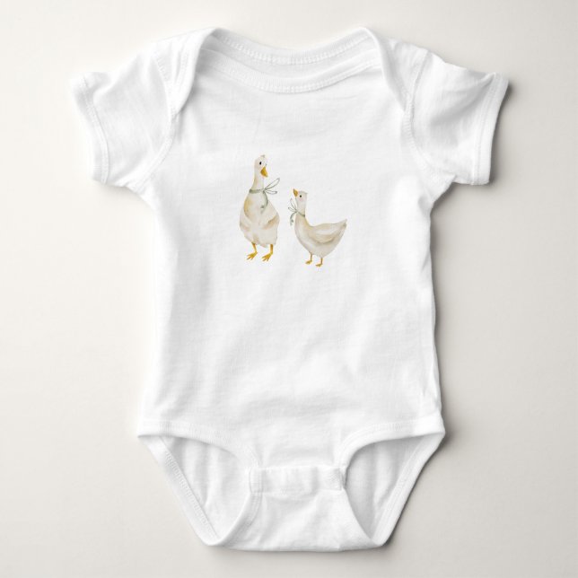 Body Para Bebé Ducha De Bebé Gingham Neutro Silly Goose (Anverso)