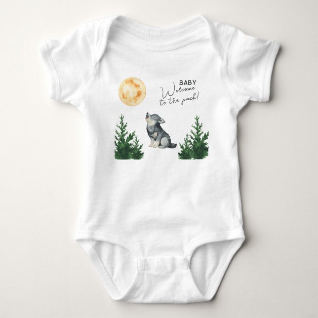 Body Para Bebé Ducha de bebé Lobo acuarela  (Anverso)
