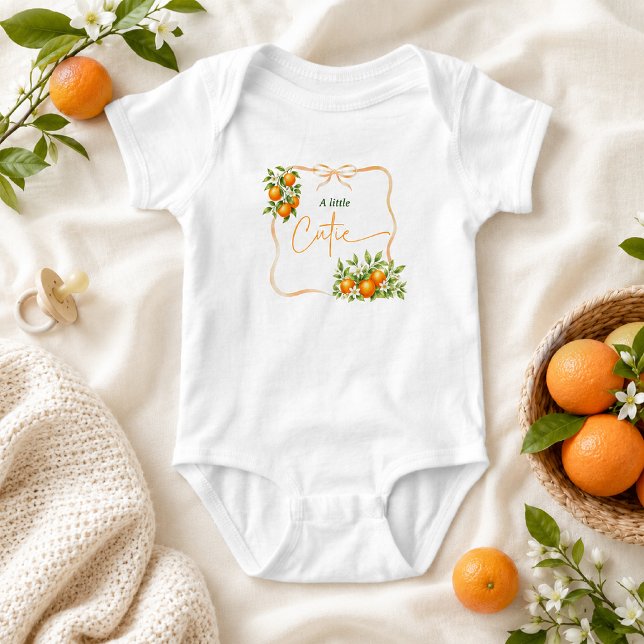Body Para Bebé Ducha de bebé naranja con gingham una pequeña tern (Subido por el creador)