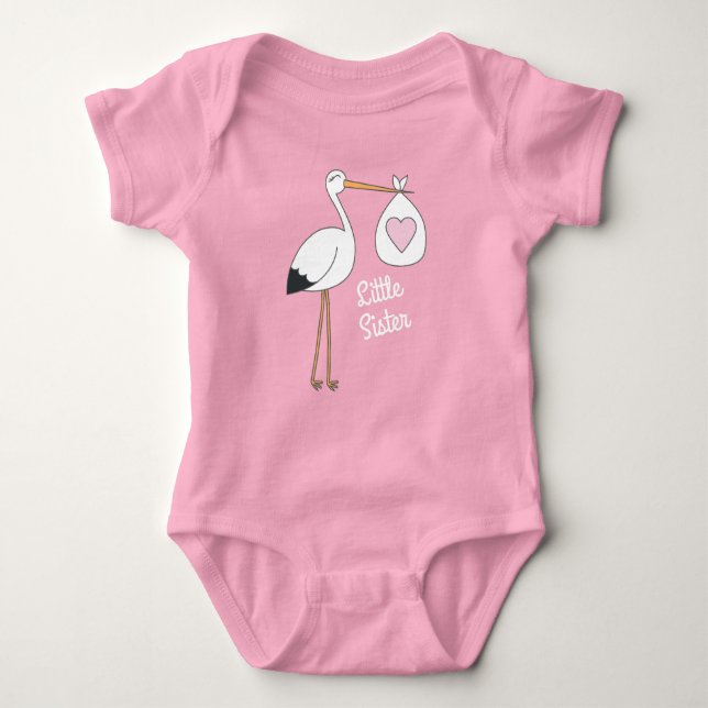 Body Para Bebé Ducha de Bebé Niña Cigüeña Rosa (Anverso)