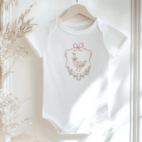 Ducha de bebé niña Cresta de ganso con lazo rosa