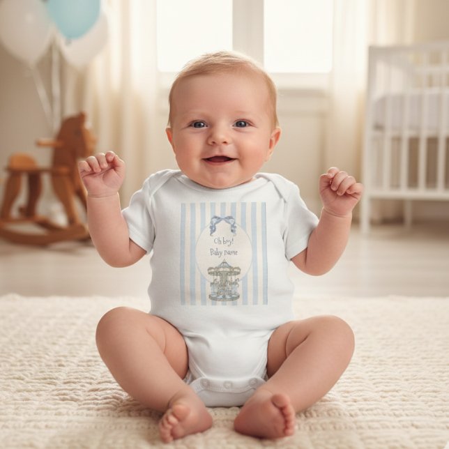 Body Para Bebé Ducha de bebé niño azul Carousel acuarela (Subido por el creador)