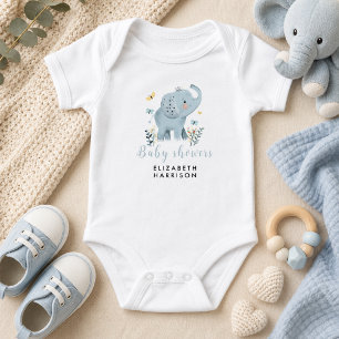Body Para Bebé Ducha de bebé niño azul elefante adorable