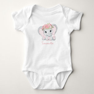 Body Para Bebé Ducha de bebé personalizada elefante rosa para niñ