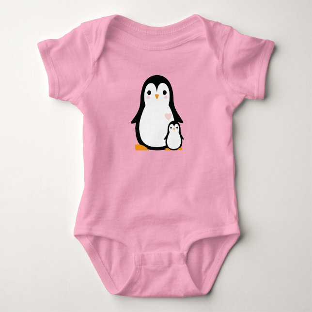 Body Para Bebé Ducha de Bebé Pingüino Rosa (Anverso)