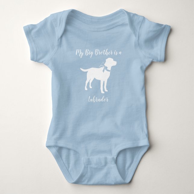 Body Para Bebé Ducha de Labrador Niño Azul Bebé Labrador (Anverso)