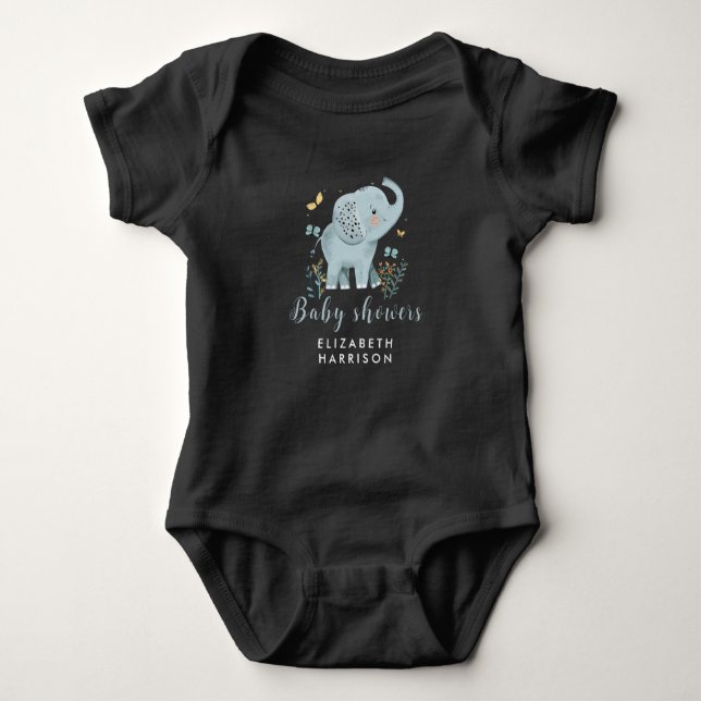 Body Para Bebé Ducha de niño elefante azul Adorable (Anverso)