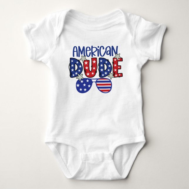 BODY PARA BEBÉ DUDO PATRIÓTICO BLANCO AZUL AMERICANO (Anverso)