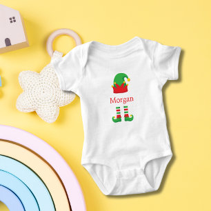 Body Para Bebé Duende de Navidad Monograma Rojo Verde Niño Niña
