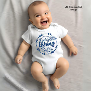 Body Para Bebé Dulce Compañero de Pesca de Papá   Azul Unisex
