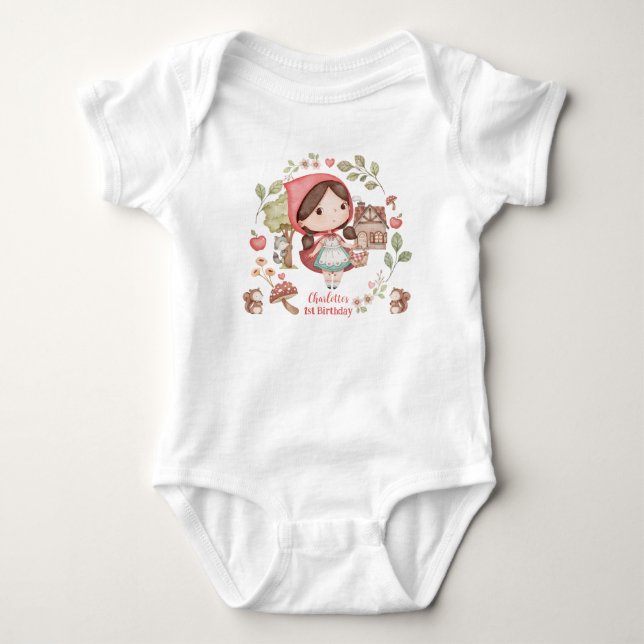 Body Para Bebé Dulce Cumpleaños Caprichoso de Caperucita Roja (Anverso)