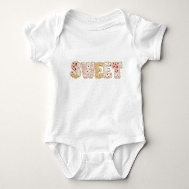 Body Para Bebé Dulce diseño de verano patchwork de fresa acolchad (Anverso)