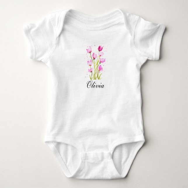 Body Para Bebé Dulce Pea acuarela Floral Girly Baby Bodysuit (Anverso)