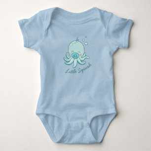 Body Para Bebé Dulce Pulpo Baby Shower Kawaii Niño Azul
