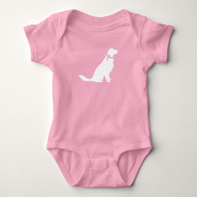 Body Para Bebé Dulce Shower de Bebé Perro Retriever Dorado Rosa (Anverso)