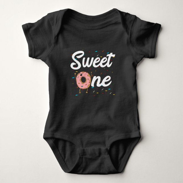 Body Para Bebé Dulce Uno Donut Cumpleaños 1 Años Niñas (Anverso)