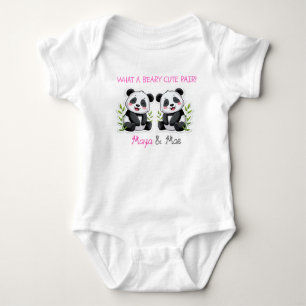 Body Para Bebé Dúo adorable, pandas, ropa de gemelas personalizad