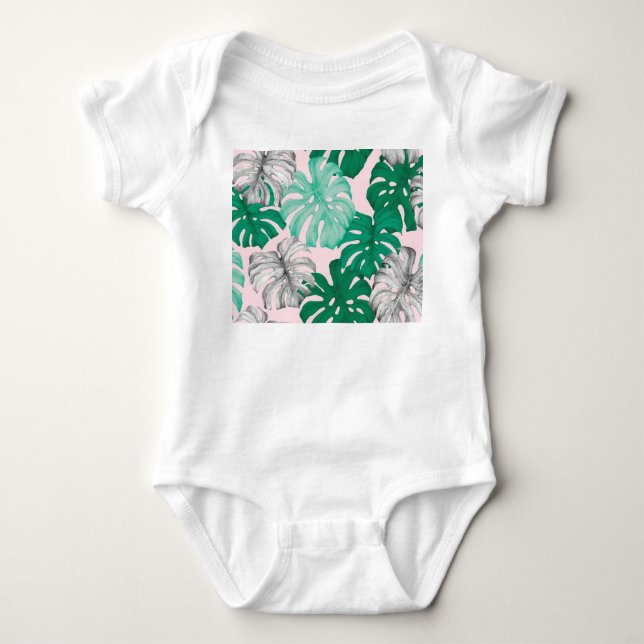 Body Para Bebé Duo-Tone Mínimo Tropical Monstera (Anverso)