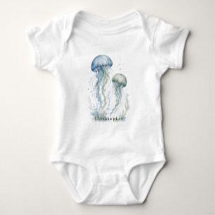 Body Para Bebé Dusty Blue Jellyfish Niño Baby Shower