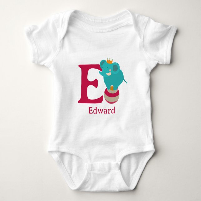 Body Para Bebé E es para Elefante Personalizar (Anverso)