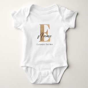 Body Para Bebé E & Nombre inicial monogramado moderno personaliza