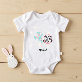 Body Para Bebé Easter Blue Bunny Personalized Baby Bodysuit
