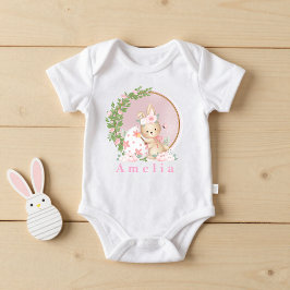 Body Para Bebé Easter Bunny at Garden Personalized baby bodysuit