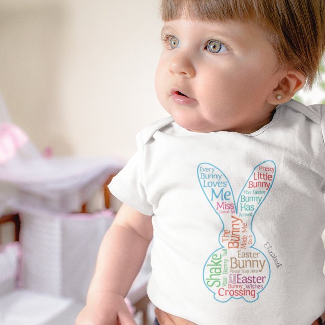 Body Para Bebé Easter Bunny Graphic Word Cloud con nombre (Subido por el creador)