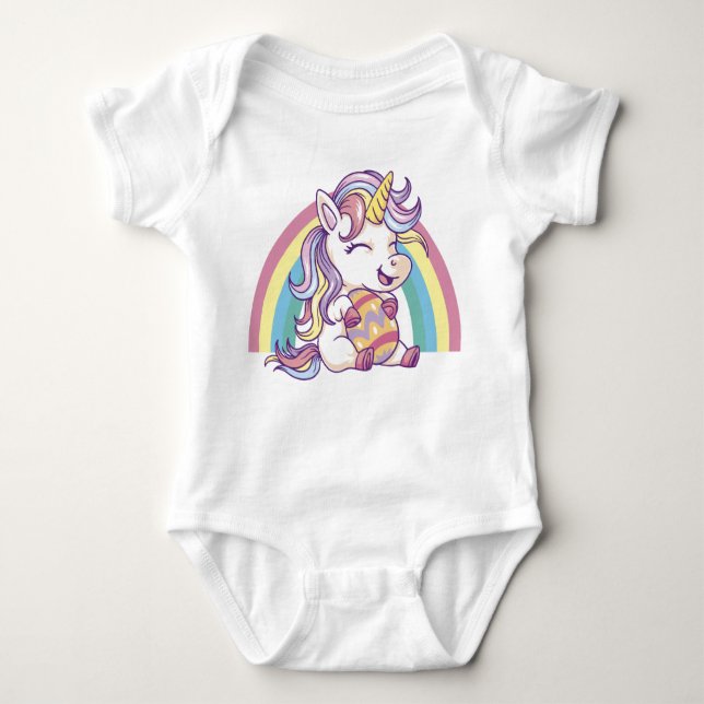 Body Para Bebé Easter Unicorn with Rainbow Mane (Anverso)