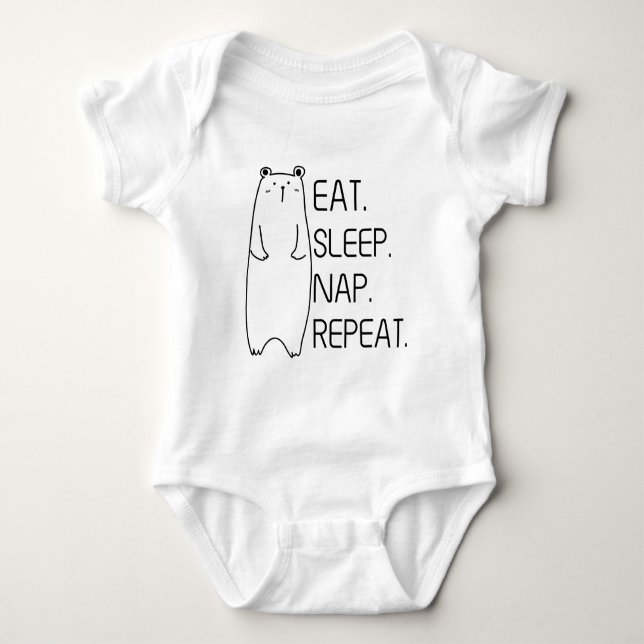 Body Para Bebé Eat Sleep Nap Repeat Custom Baby Bear Bodysuit (Anverso)