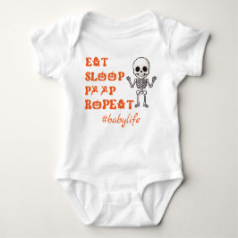 Body Para Bebé Eat Sleep Poop Repete Cute Octubre Nuevo Skeleton