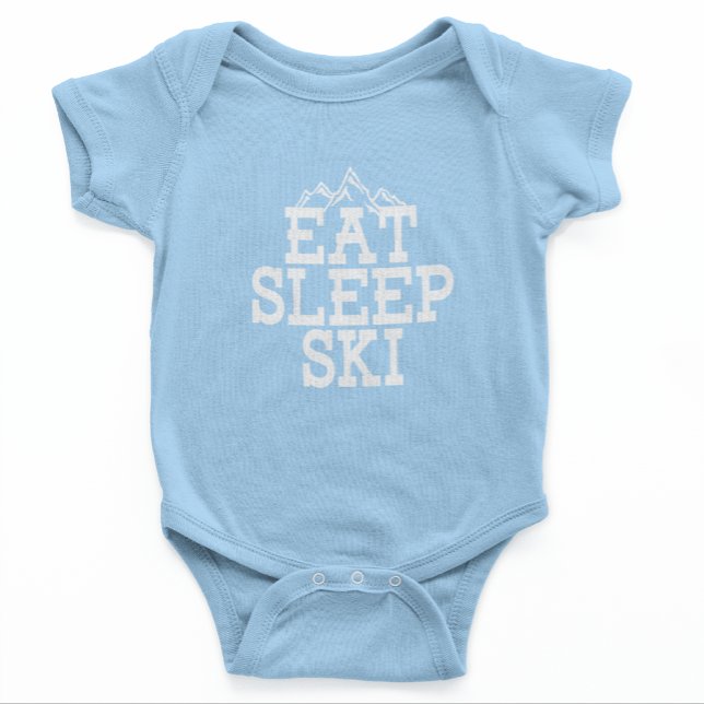 Body Para Bebé Eat Sleep Ski Winter Gag Baby Shower (Eat Sleep Ski Light Blue Baby Bodysuit)