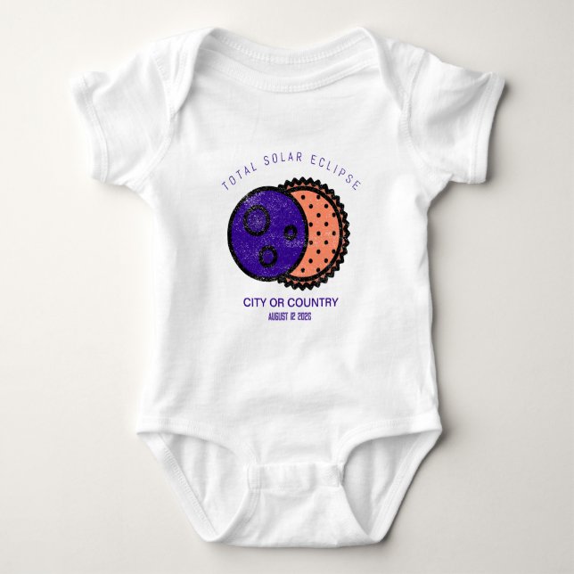 Body Para Bebé Eclipse Total de Sol 2026 Personalizado (Anverso)