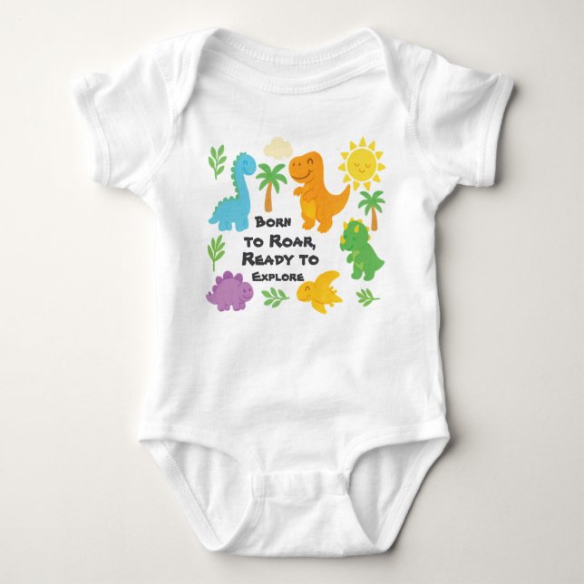 Body Para Bebé Editable Crayon Style – Dinosaur Roarsome (Anverso)