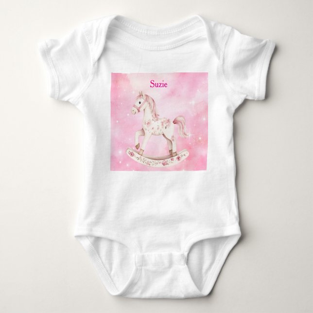 Body Para Bebé Editable Pink Chinoiserie Baby Bodysuit (Anverso)
