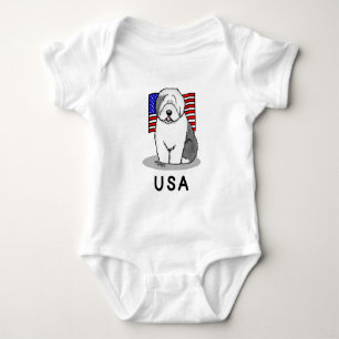 Body Para Bebé EEUU Bandera Americana Vieja Oveja Inglesa (Gris 1