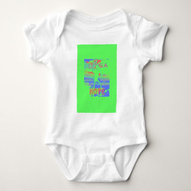 Body Para Bebé EEUU Hope: Neon Lemon y arte Naranja (Anverso)